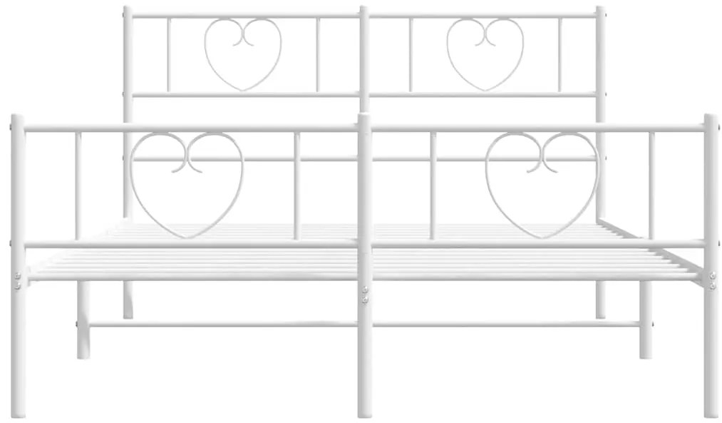 Estrutura de cama com cabeceira e pés 135x190 cm metal branco
