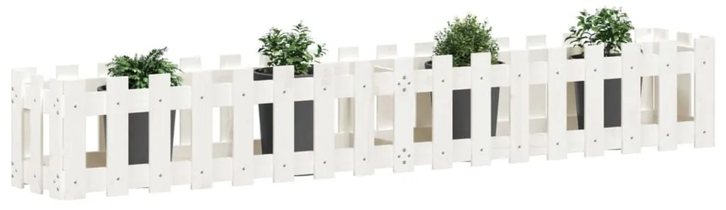 Canteiro elevado c/design cerca 200x30x30cm pinho maciço branco