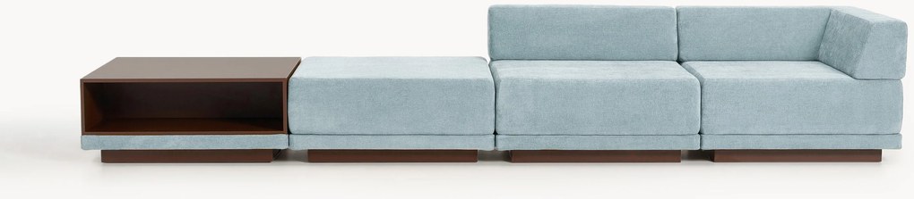 Sofá modular Colin (4 lugares) com mesa de centro e pufe