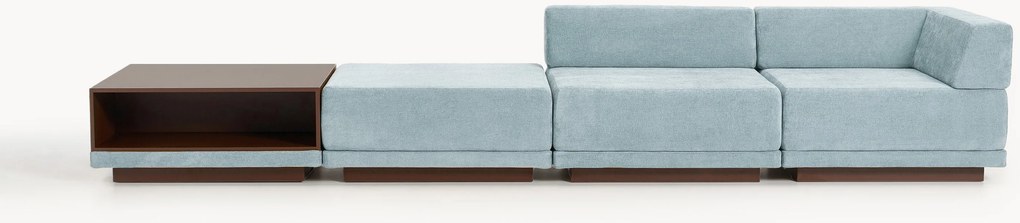 Sofá modular com mesa de centro e pufe Colin (4 lugares)