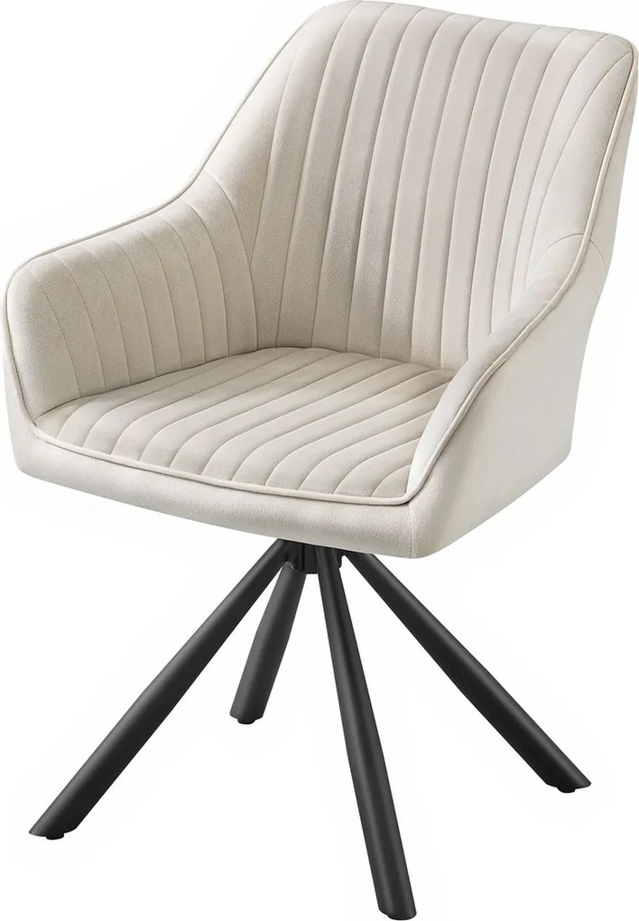 Cadeira de sala de jantar, giratória, em veludo 60 x 60 x 81,5 cm bege-preto