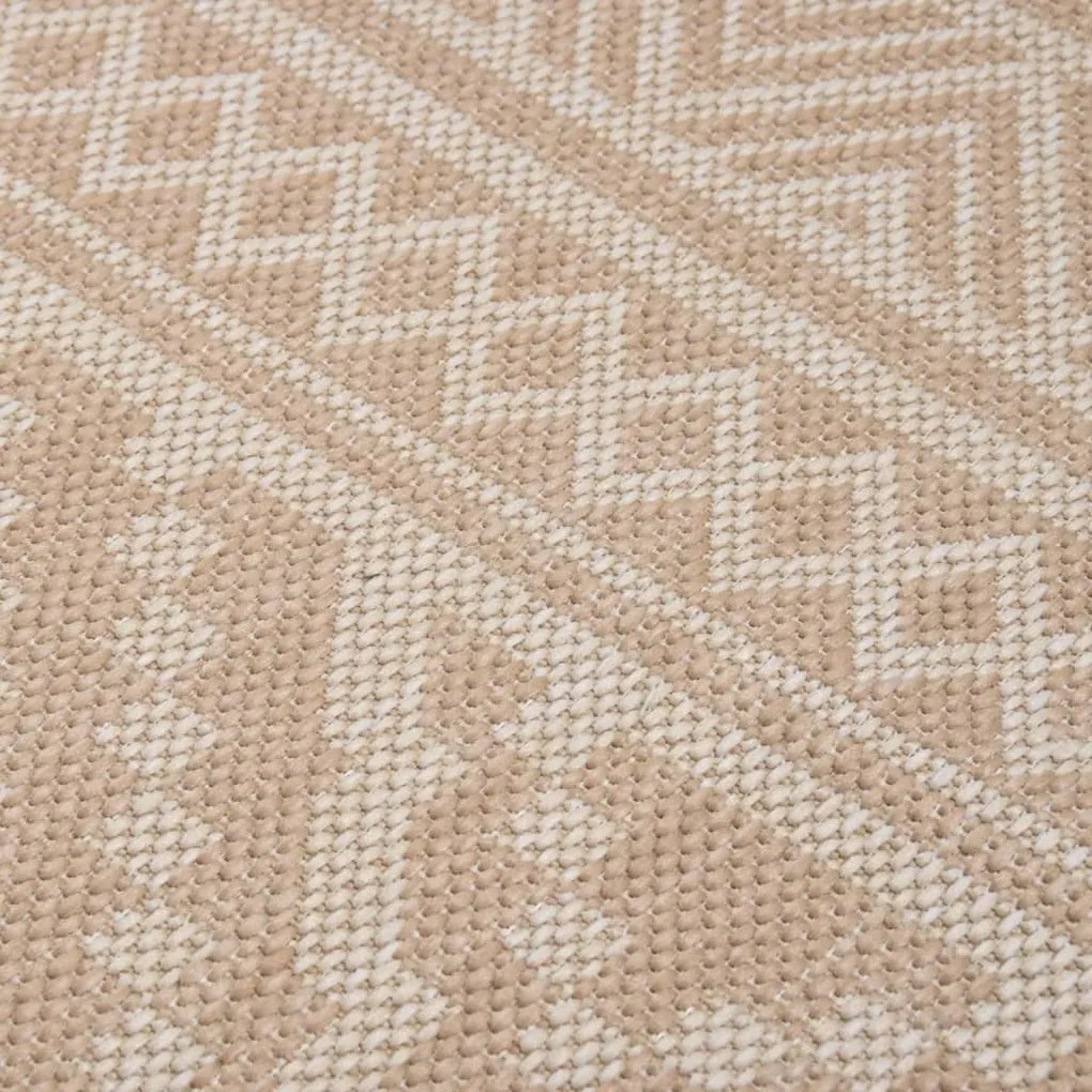 Tapete de tecido plano para exterior 80x250 cm riscas castanhas