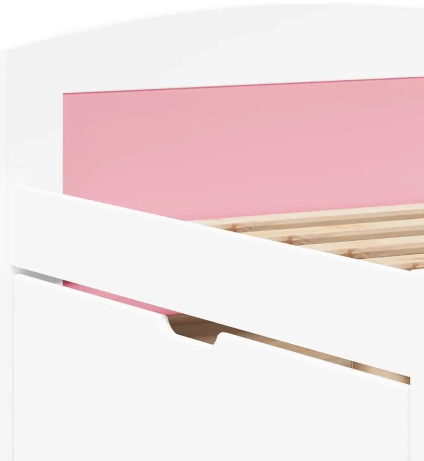 Sofá-cama com 5 gavetas sem colchão 90x200 cm IRUN branco&rosa