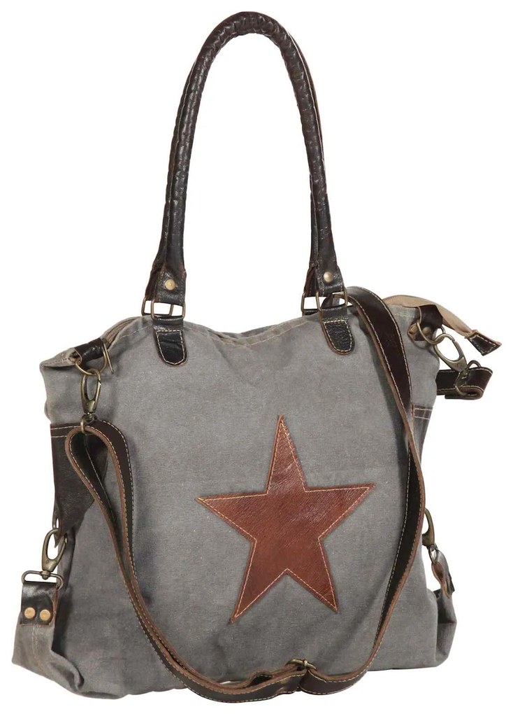 vidaXL Bolsa Estrela Cinza Escuro 63 x 41 cm lona