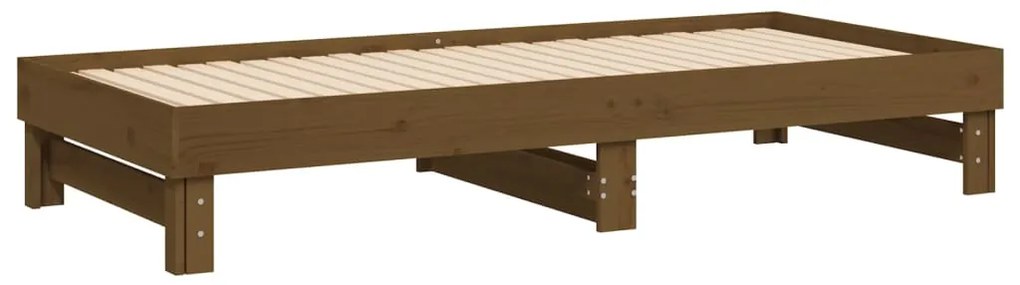 Sofá-cama de puxar 2x(100x200) cm pinho maciço castanho-mel