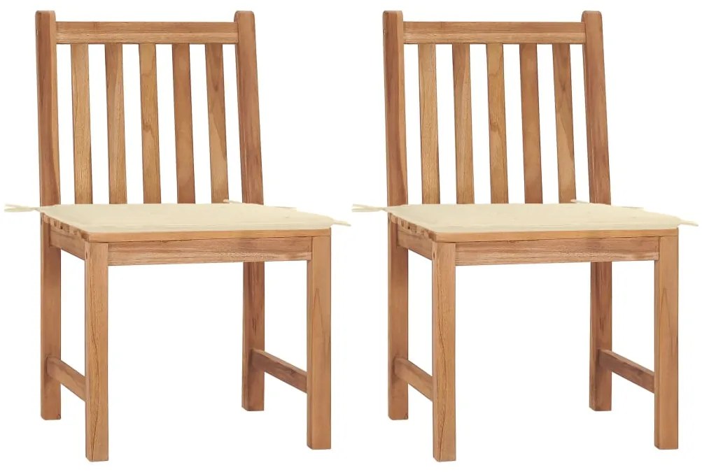 vidaXL Cadeiras de jardim c/ almofadões 2 pcs teca maciça