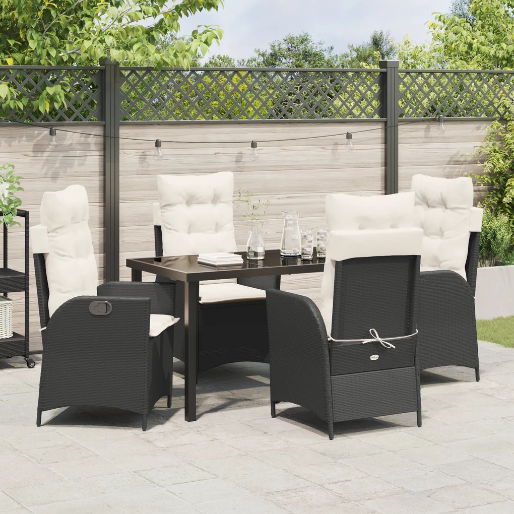 Conjunto de Jantar com 5 Peças para Jardim com Almofadas de Rattan Pol