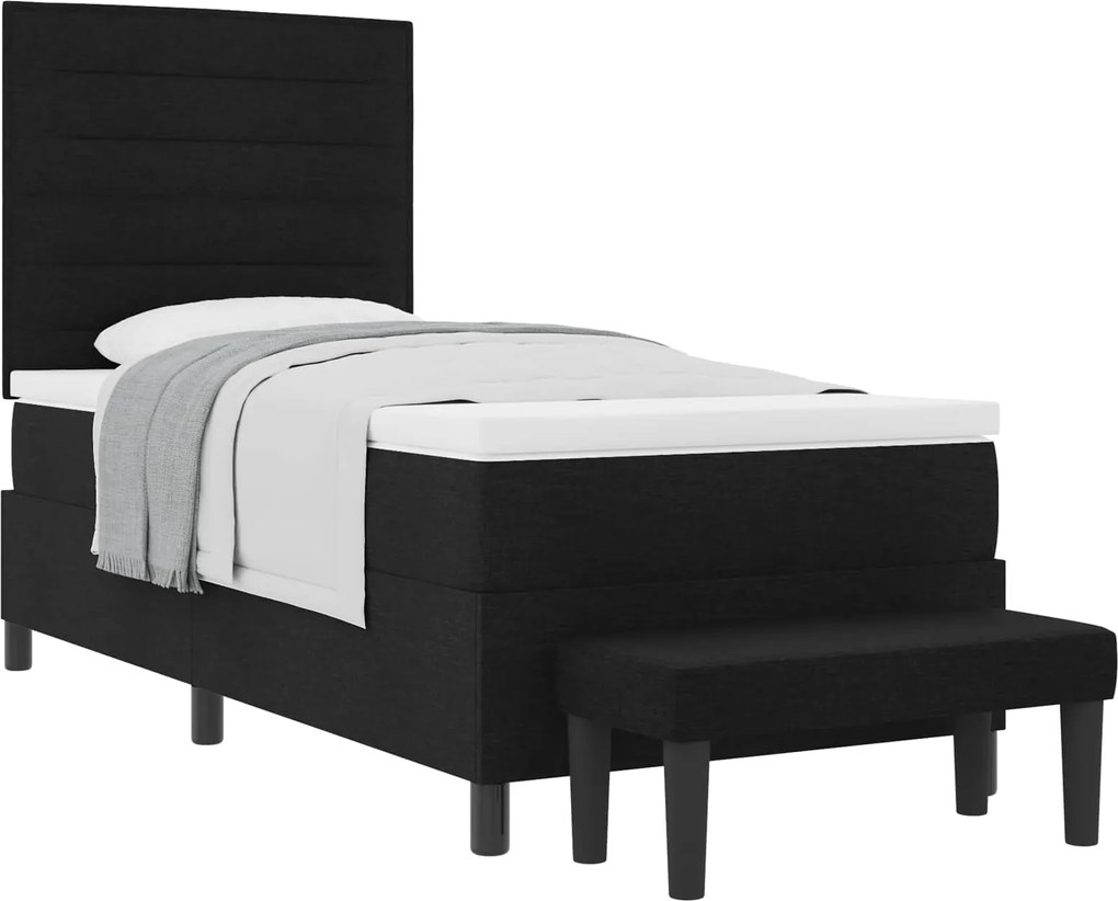 vidaXL Cama Box com colchão com cabeceira Preto 80 x 200 cm tecido