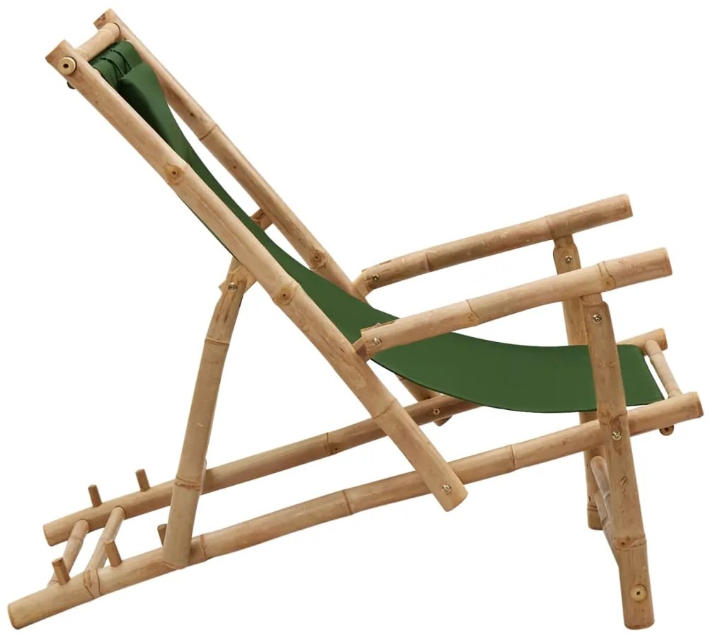 Cadeira de terraço de bambu e lona verde