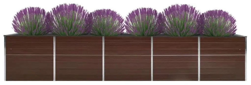 Canteiro elevado jardim aço galvanizado 400x80x45 cm castanho