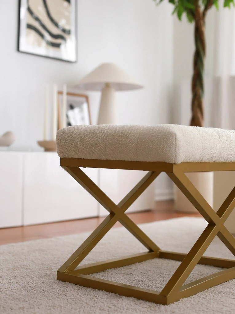 Pouffe Altin – Cream – 50 cm x 42 cm x 40 cm