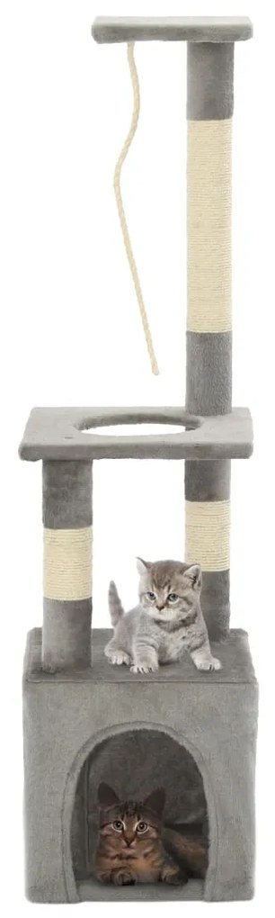 vidaXL Árvore p/ gatos c/ postes arranhadores sisal 109 cm cinzento