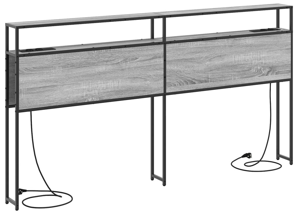 Cabeceira de armazenamento com cabeceira Cinza sonoma 200 cm