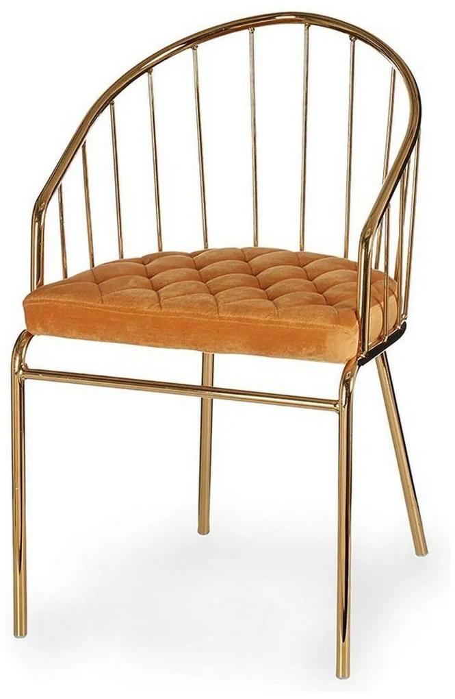 Cadeira Dourado Barras Mostarda Poliéster Ferro (51 x 81 x 52 cm)