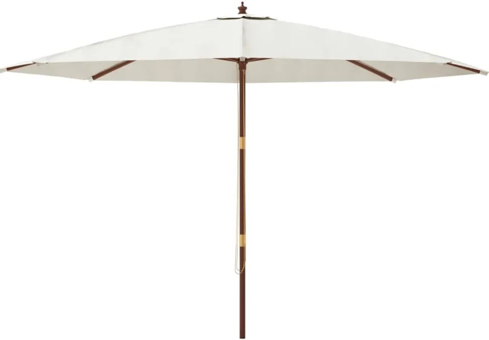 Guarda-sol de jardim com poste de madeira 400x273 cm cor areia