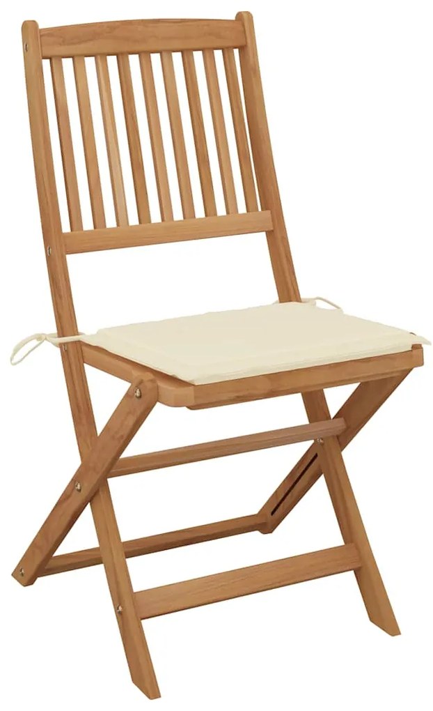 Cadeiras de jardim dobráveis c/ almofadões 4 pcs acácia maciça