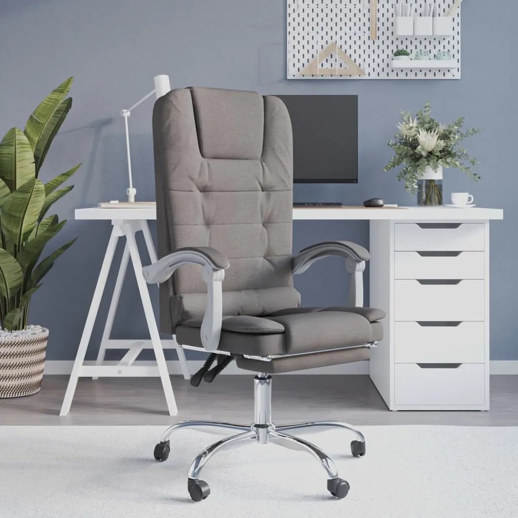 vidaXL Cadeira de escritório reclinável de massagens cinza-acastanhado