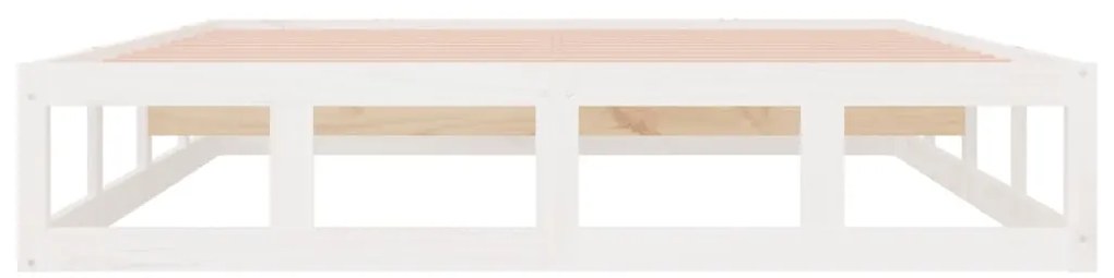 Estrutura de cama king 150x200 cm madeira maciça branco
