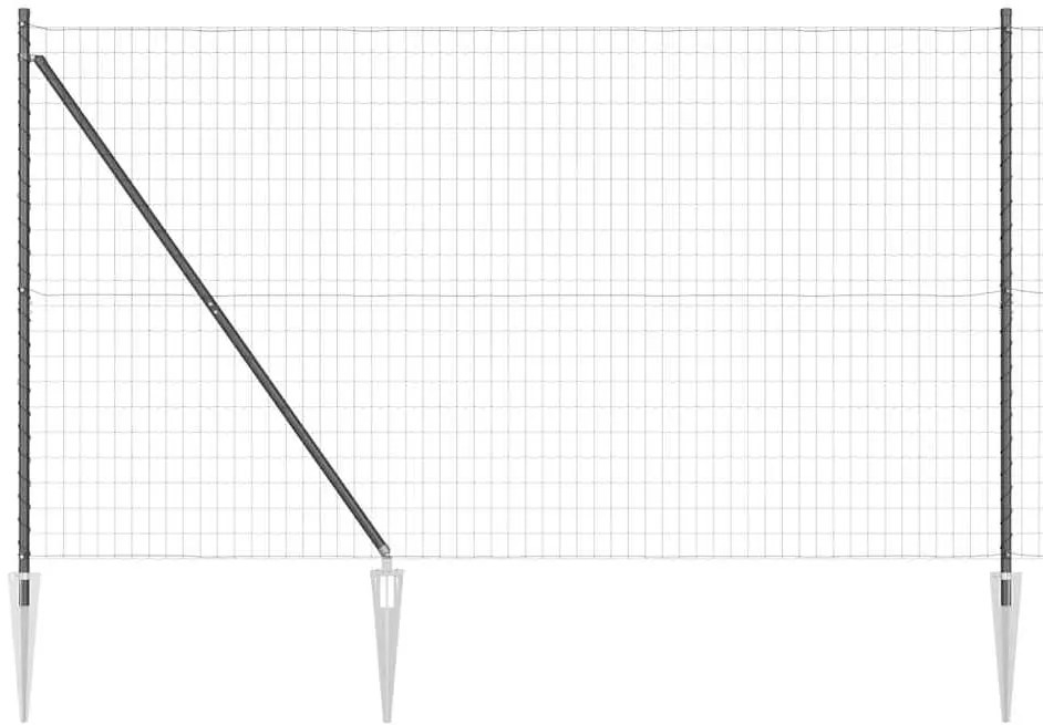 Cerca Euro com 7 postes de espeto, 1,5 x 10 m, em aço galvanizado cinz