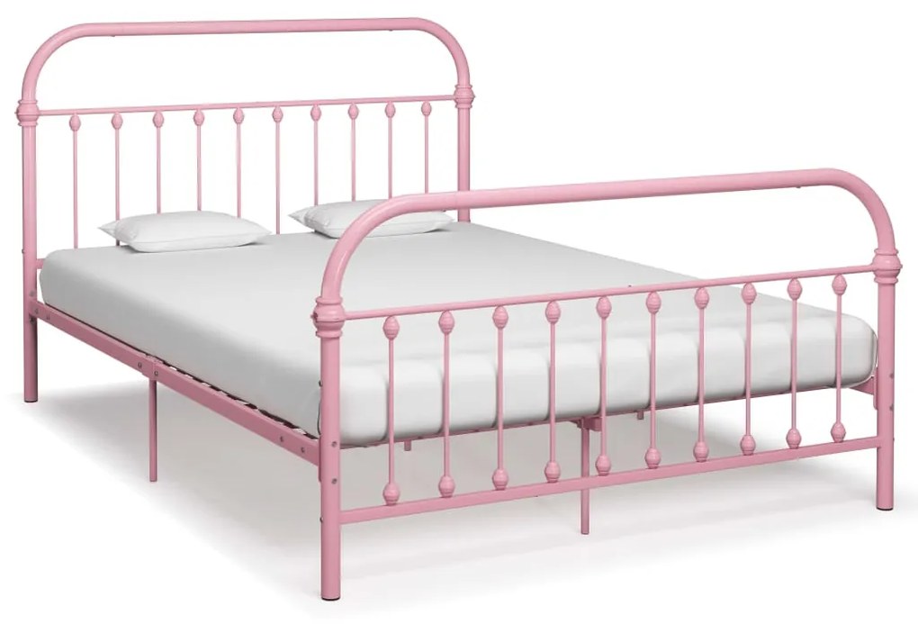 vidaXL Estrutura de cama 160x200 cm metal rosa