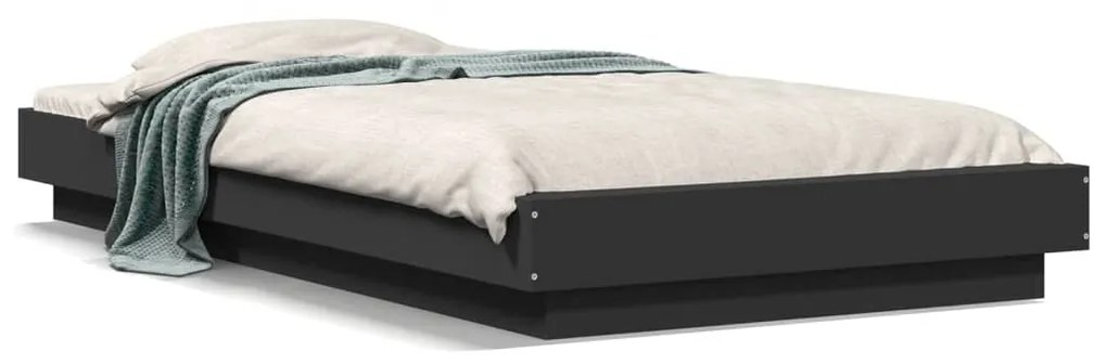 Estrutura cama c/ luzes LED 75x190cm derivados de madeira preto