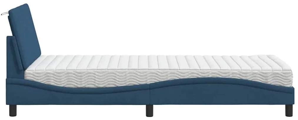 Cama com colchão 90x190 cm tecido azul