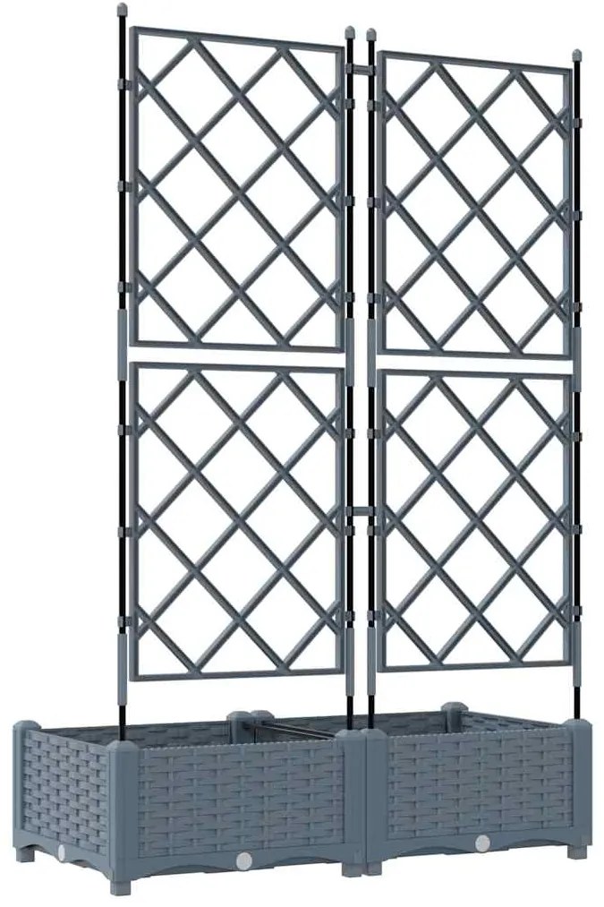 Jardineira com Treliça 2 pcs Cinza Claro 80x40x125.5 cm