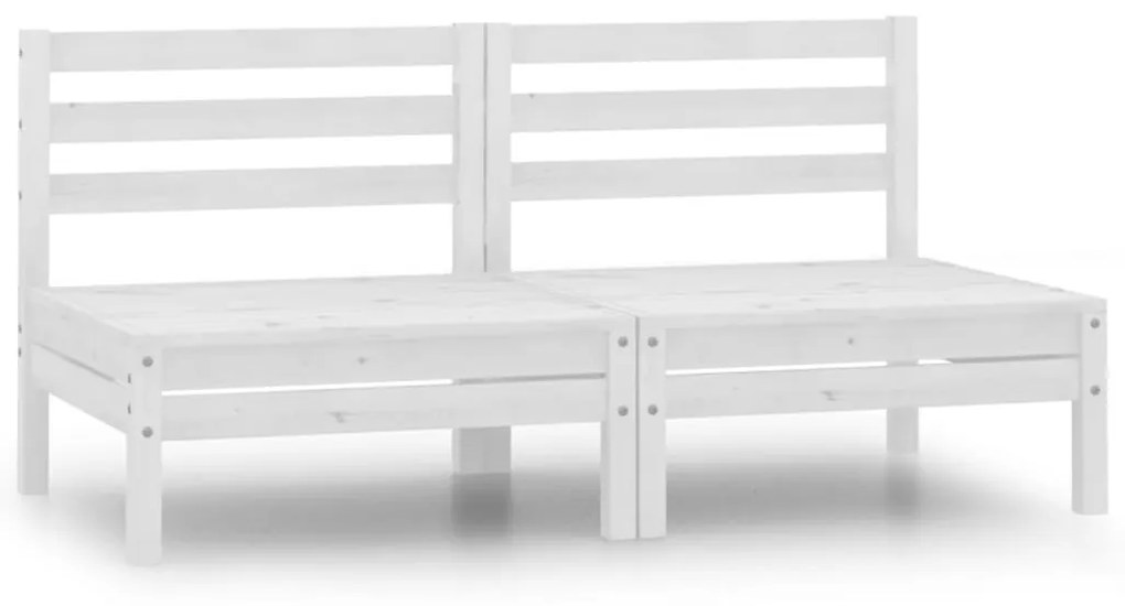806588 vidaXL Sofás de centro p/ jardim 2 pcs madeira de pinho maciça branco
