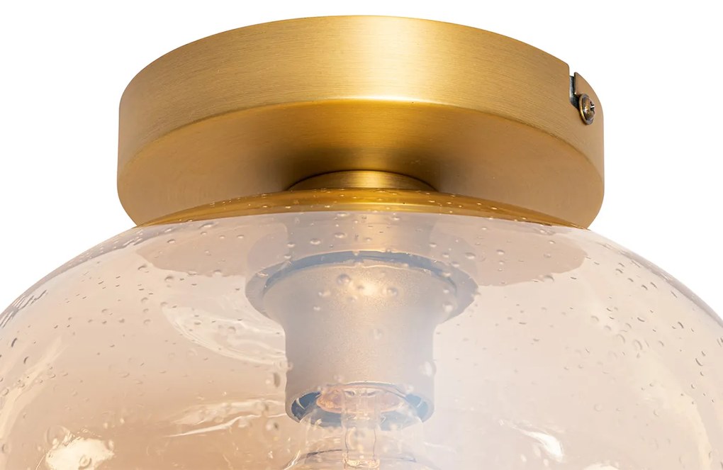 LED Plafon Inteligente Latão e Vidro Âmbar incl. WiFi G95 - Zuzanna Design