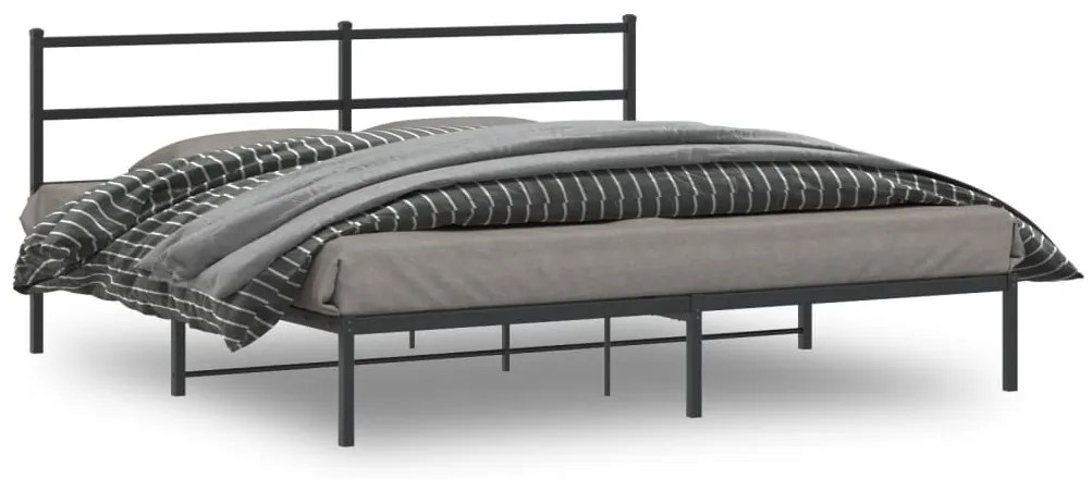 Estrutura de cama com cabeceira 193x203 cm metal preto