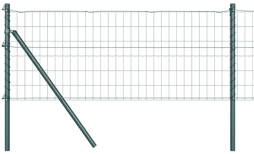 Cerca Euro com 7 postes 0,4 x 10m em aço galvanizado verde
