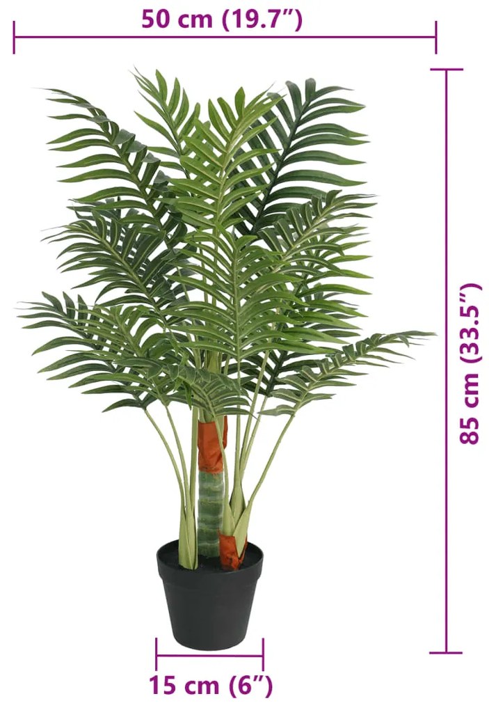 Palmeira artificial com 3 troncos 85 cm PP verde