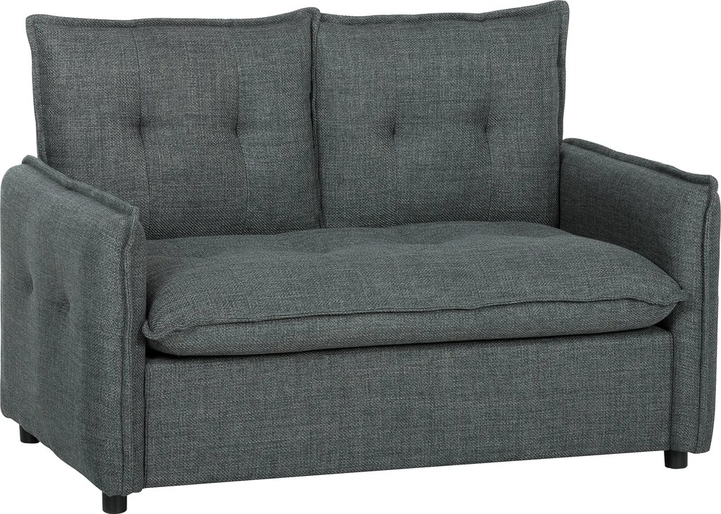 HOMCOM Sofá de 2 Lugares Estofado em Linho Sofá Moderno com Acolchoamento Grosso Design Capitoné 131x75x85 cm Cinza Escuro | Aosom Portugal