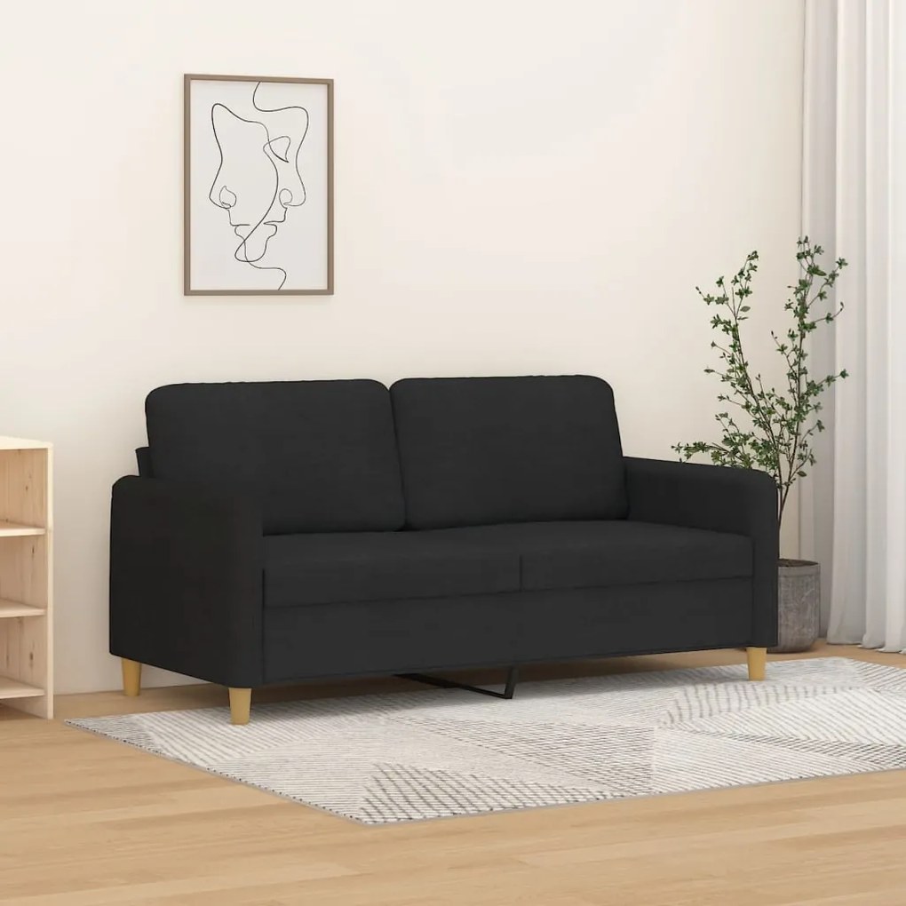 Sofá de 2 Lugares Chloé - Em Tecido - Cor Preto - 158x77x80 cm - Com o