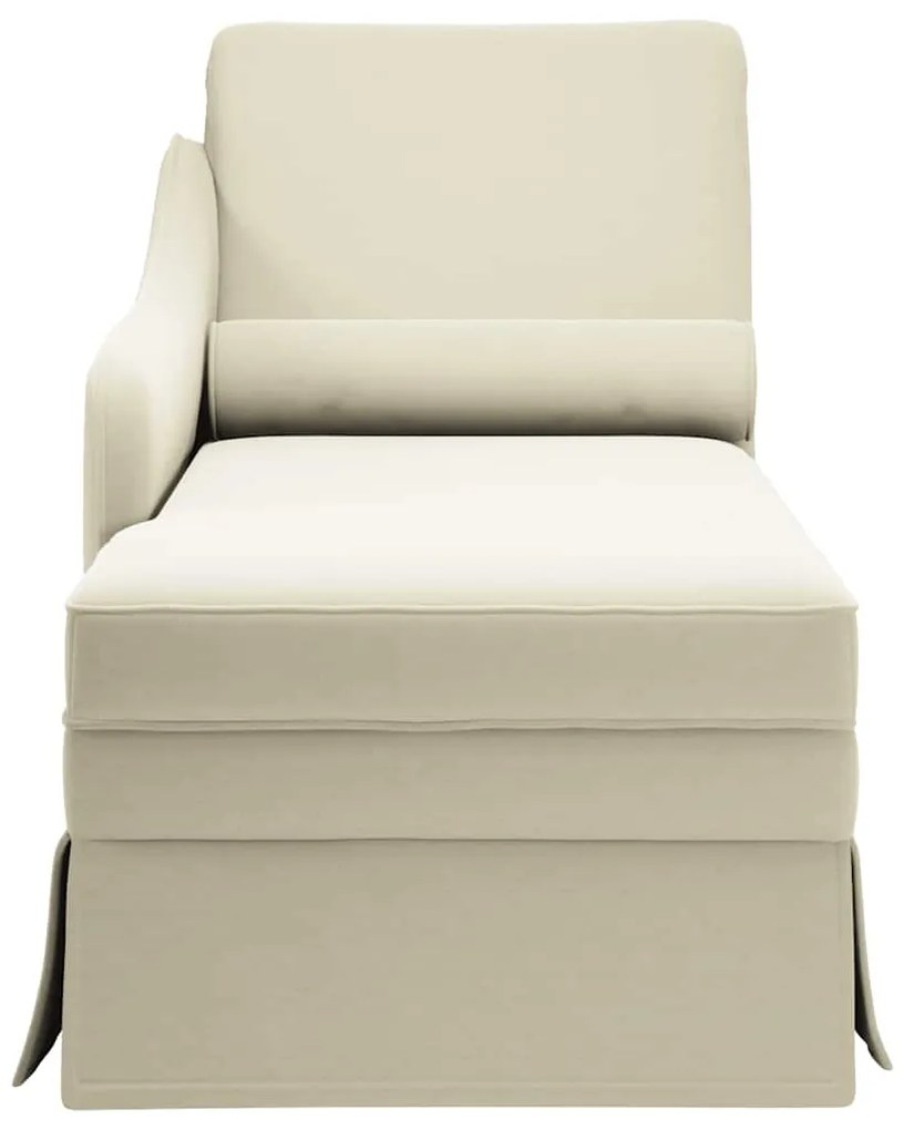 Chaise lounge c/ reforço/apoio de braços direito veludo creme