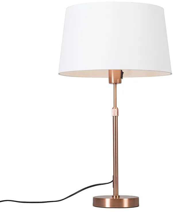 Candeeiro de mesa em cobre com cúpula branca 35 cm ajustável - Parte Moderno