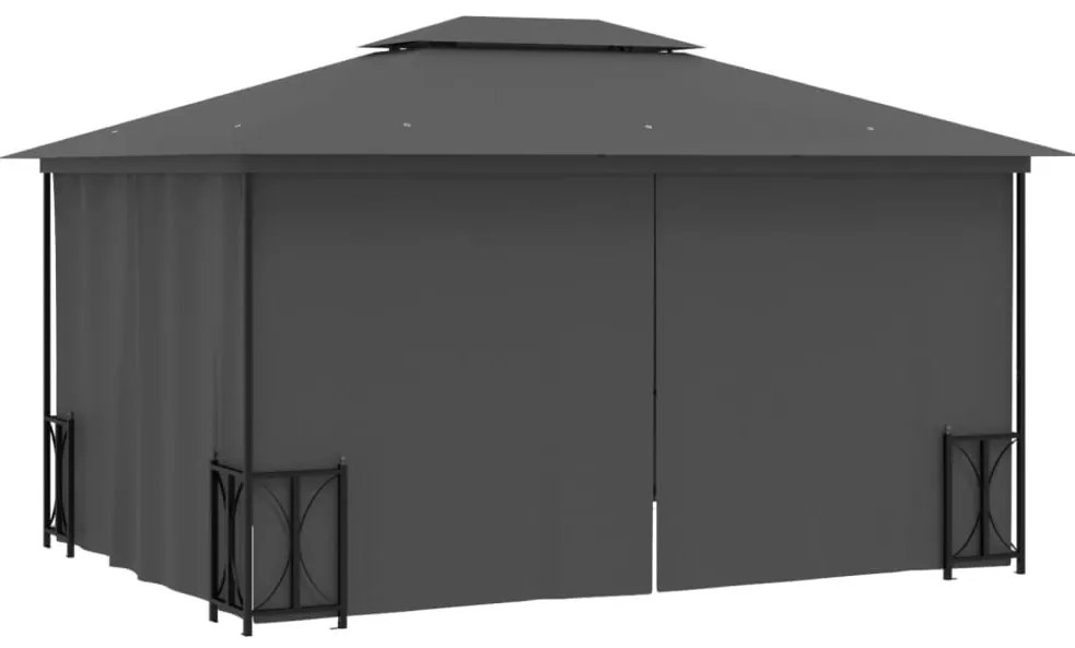 Gazebo com paredes laterais e telhado duplo 3x4 m cor antracite