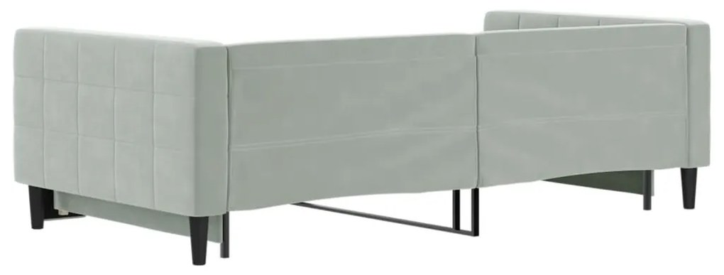Sofá-cama com gavetão 100x200 cm veludo cinzento-claro
