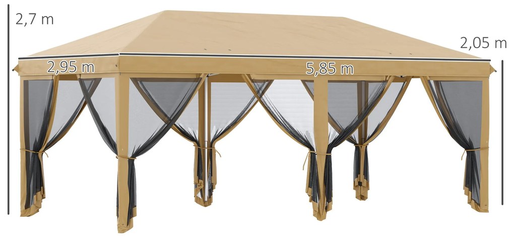 Tenda para Festas 6x3 m Tenda de Jardim com 6 Mosquiteiros Bolsa de Tr