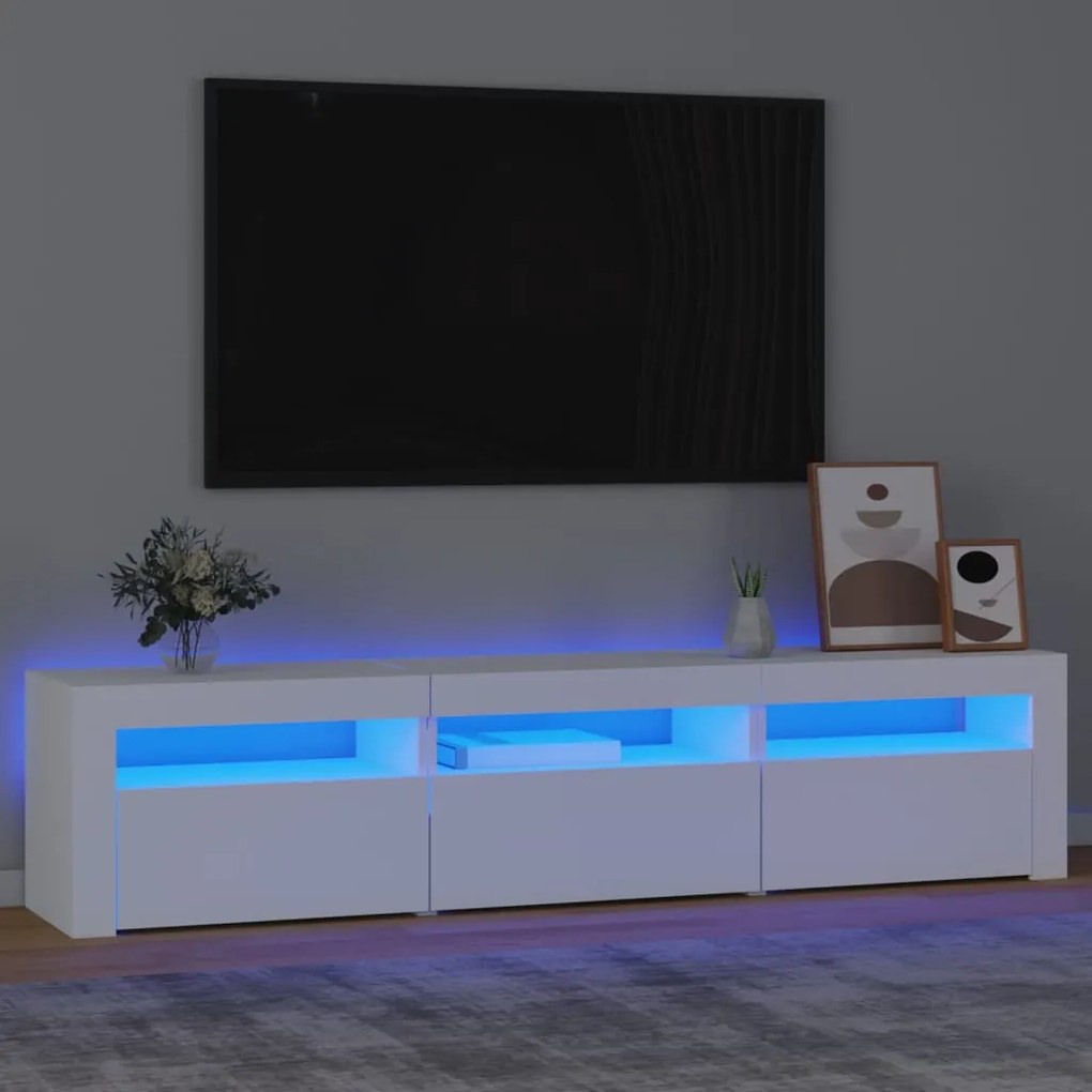 Móvel de TV com luzes LED 180x35x40 cm branco