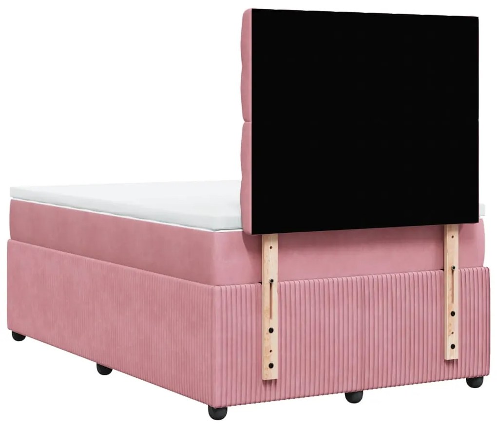 Cama boxspring com colchão 120x190 cm veludo rosa