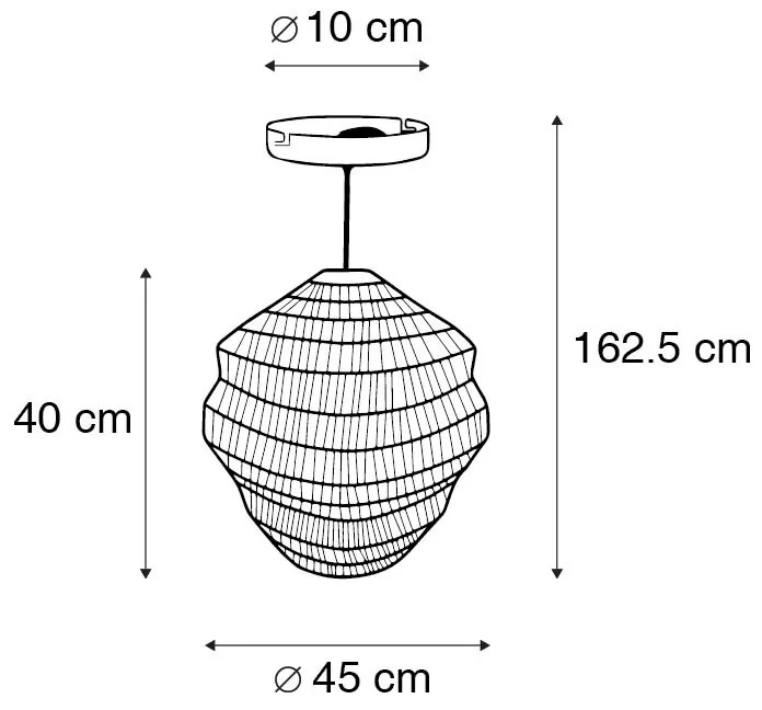 Candeeiro de suspensão oriental dourado 45 cm x 40 cm - Vadi Oriental