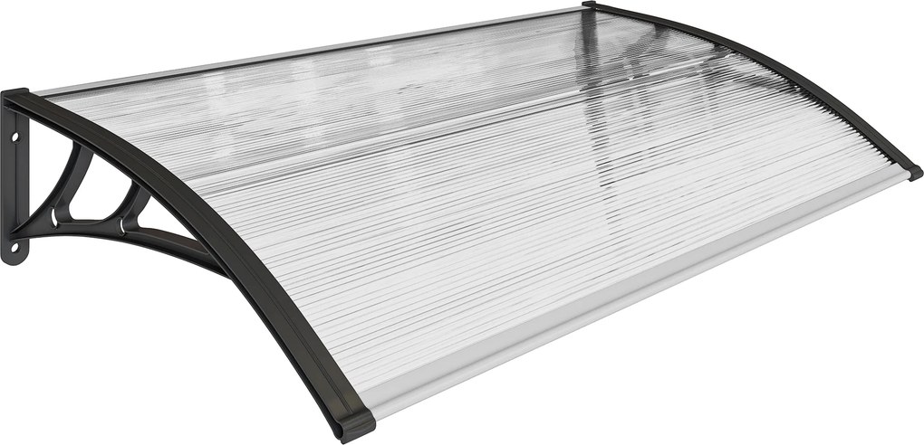 Outsunny Marquise para Portas e Janelas 110x60 cm com Painéis de Policarbonato e Barras de Alumínio Transparente | Aosom Portugal