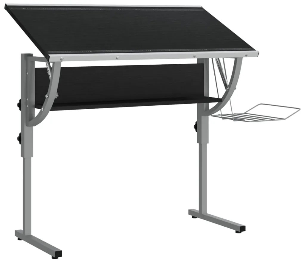 Secretária 110x53x(58-87) cm derivados madeira/aço preto/cinza