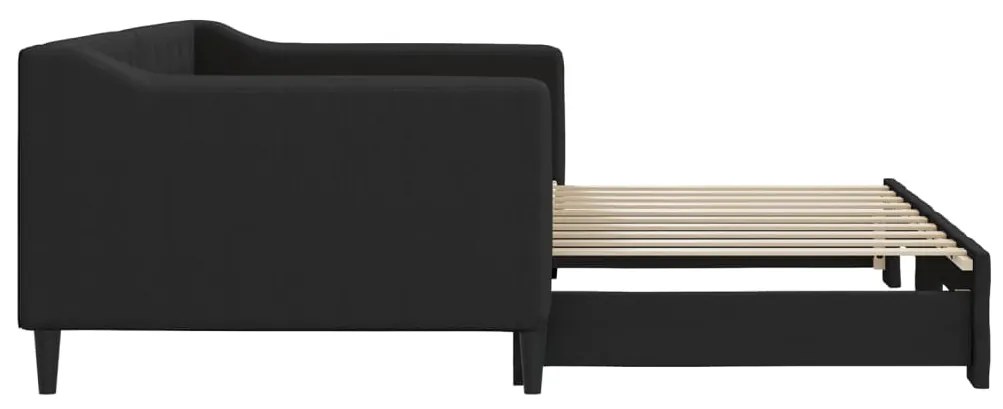 Sofá-cama com gavetão 90x190 cm tecido preto