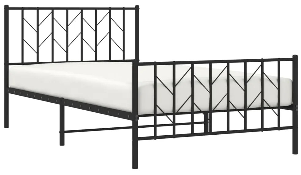 Estrutura de cama com cabeceira e pés 107x203 cm metal preto