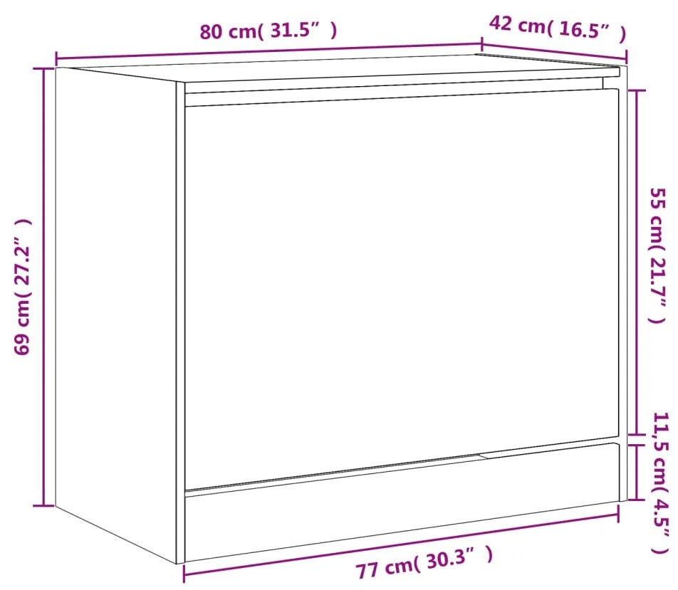 Sapateira 80x42x69 cm derivados de madeira cinzento sonoma