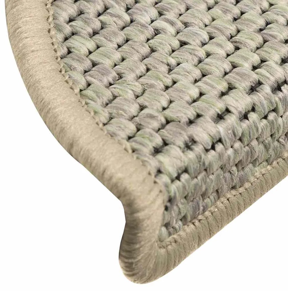 Tapetes escada adesivos aspeto sisal 15 pcs verde-claro