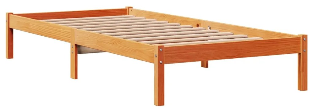 Estrutura cama c/ cabeceira 100x200cm pinho maciço castanho-mel