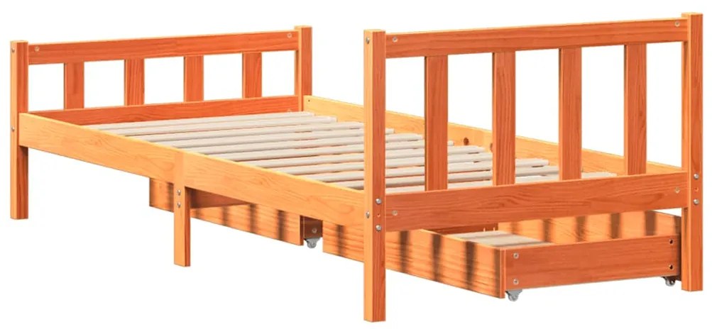 Cama sem colchão 75x190 cm madeira de pinho maciça castanho-mel